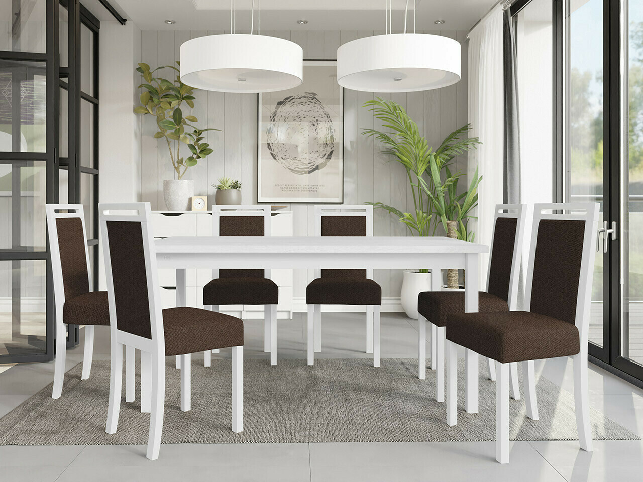 Salle à manger complète Victorville 308 (Blanc)