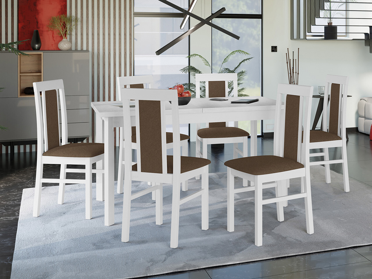 Salle à manger complète Victorville 315 (Blanc)