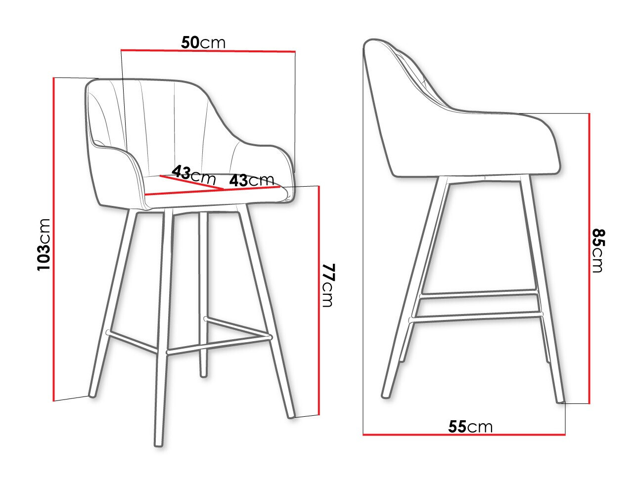 Chaise de bar Jackson 102 (Magic Velvet 2258)