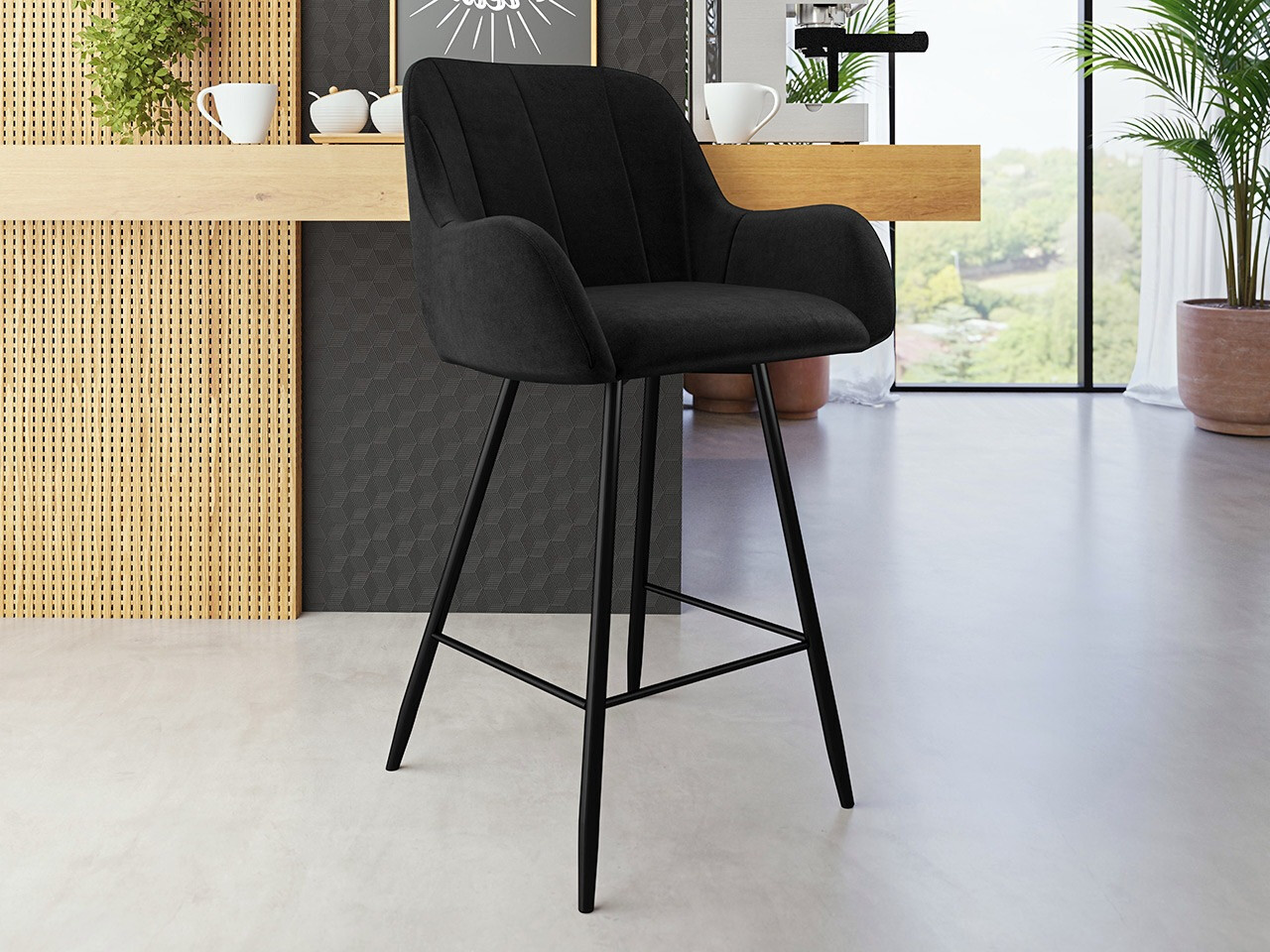 Chaise de bar Jackson 102 (Noir + Magic Velvet 2219)