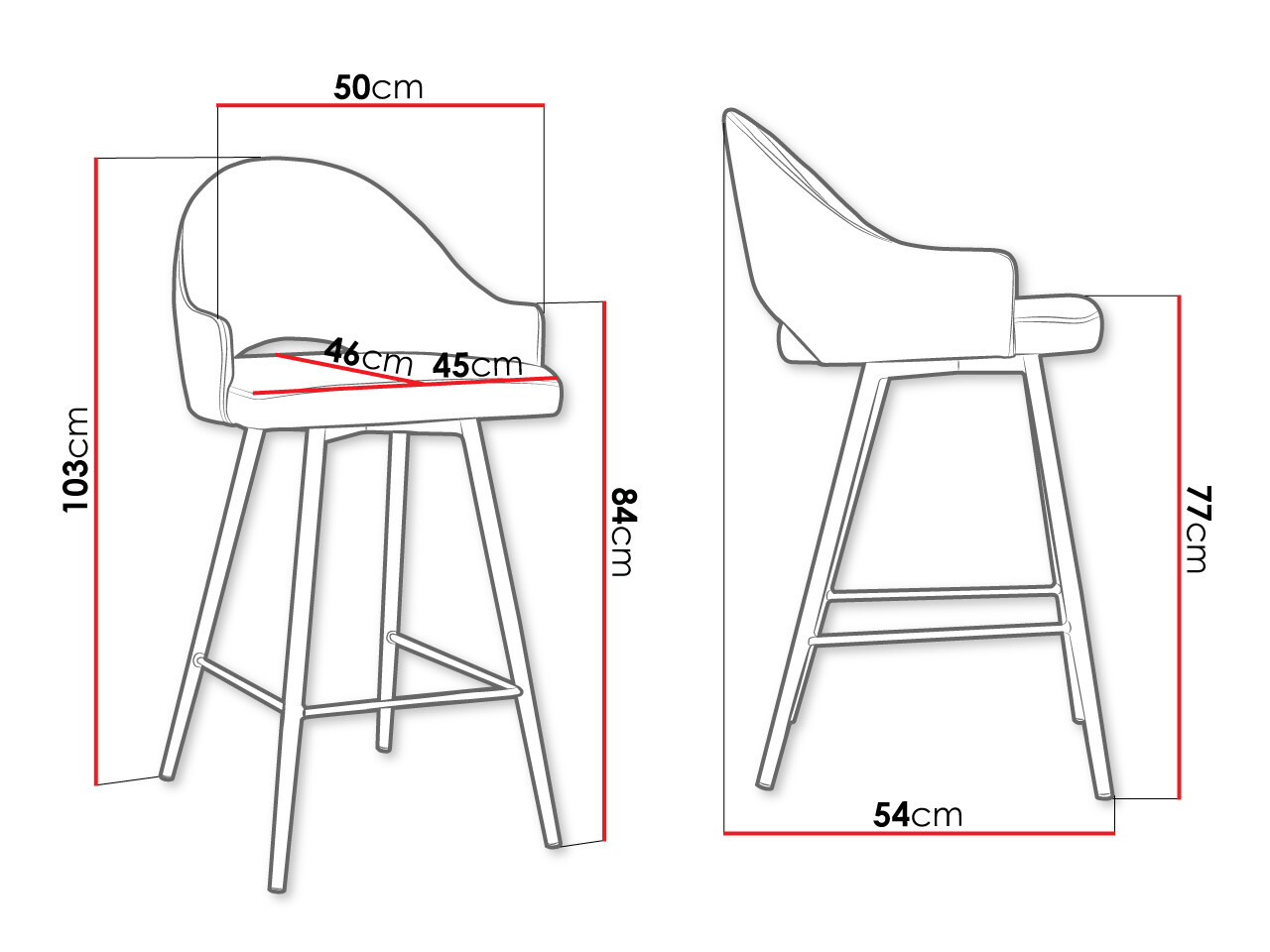 Chaise de bar Jackson 103 (Magic Velvet 2219)