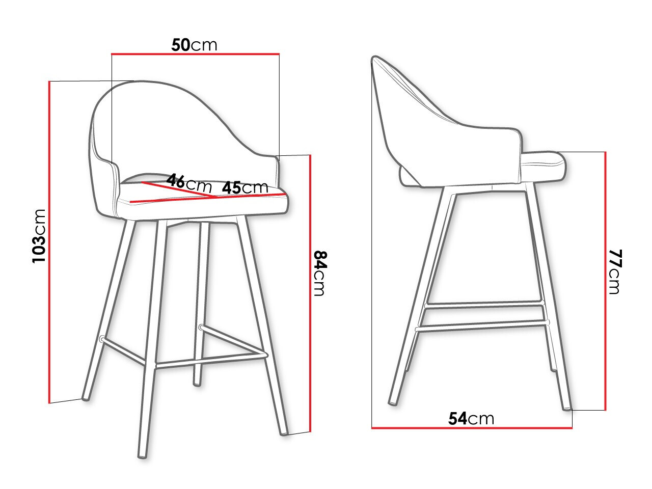 Chaise de bar Jackson 103 (Magic Velvet 2250)