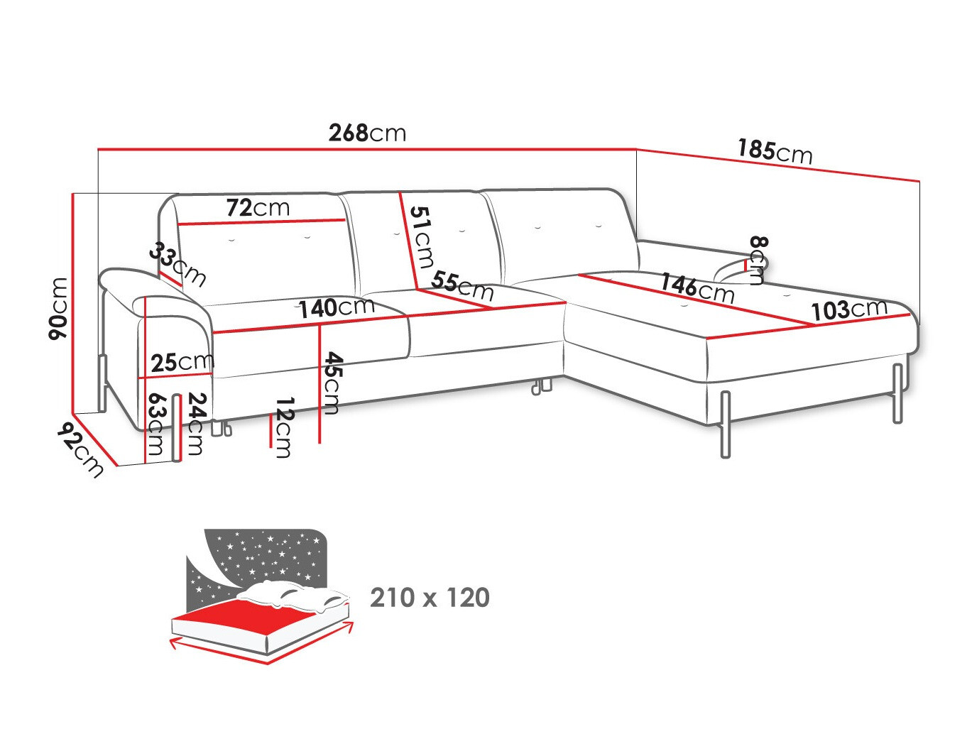Canapé d'angle Comfivo 134 (Poso 52)
