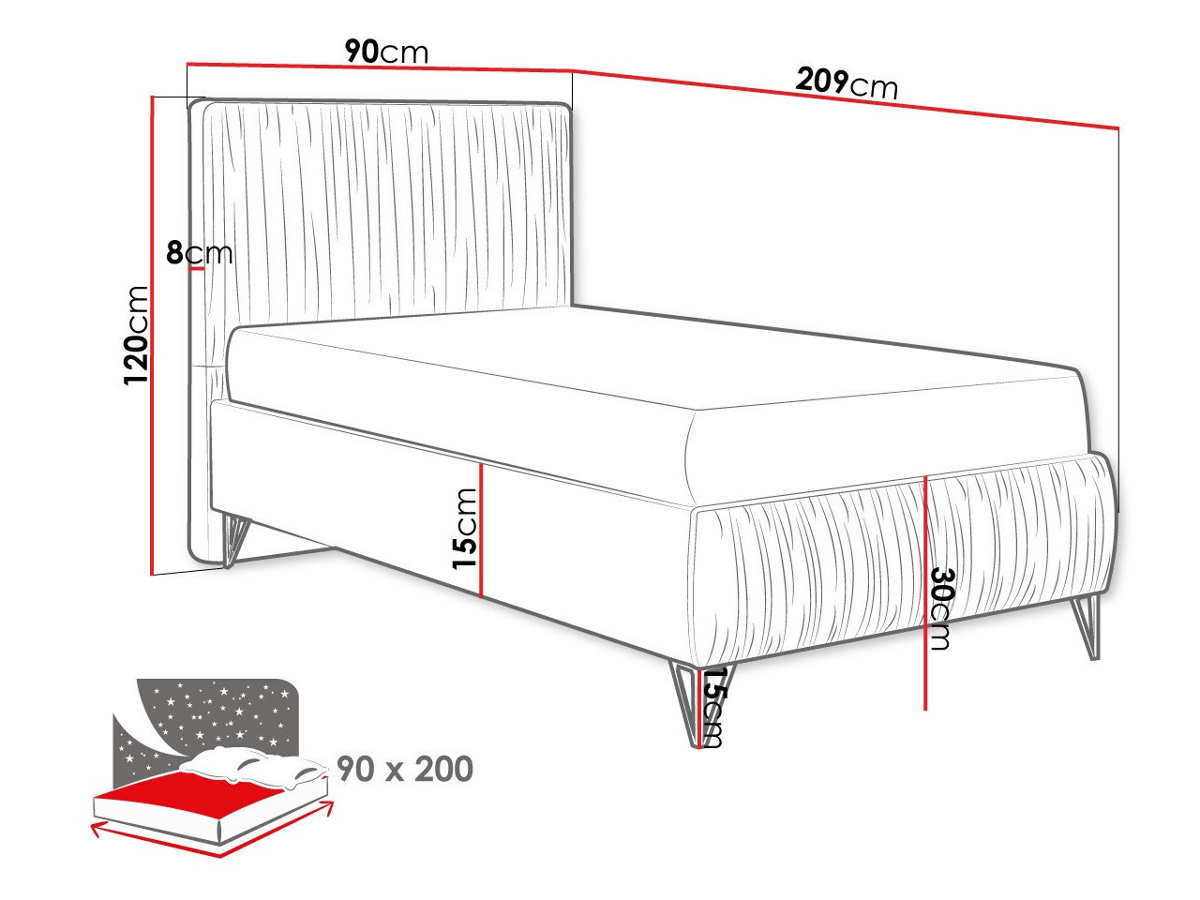 Lit continental Logan 112 (Amor Velvet 4311)
