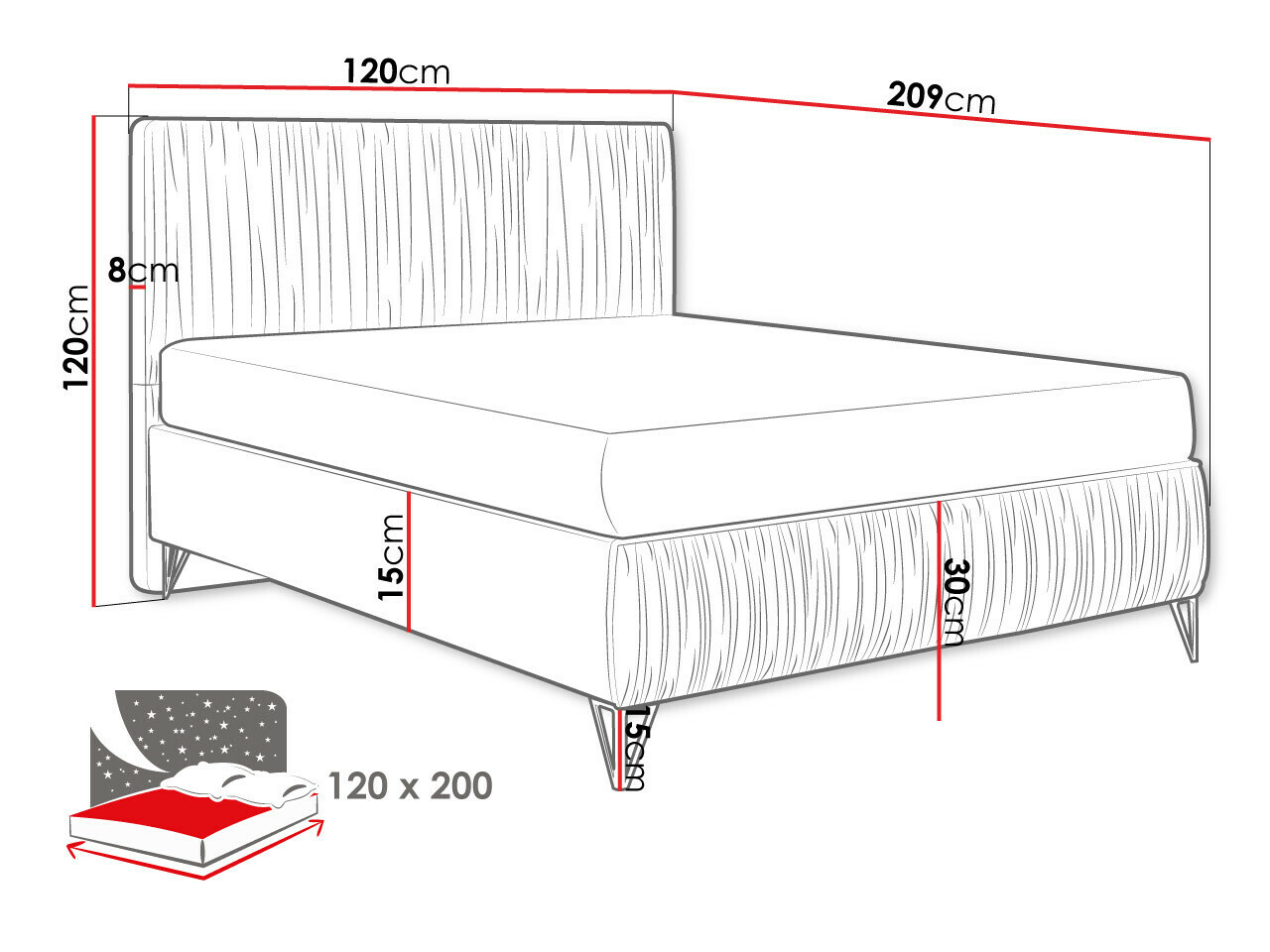 Lit continental Logan 112 (Amor Velvet 4314)