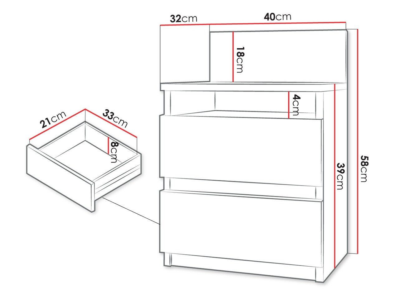 Table de chevet Comfivo Structor (Blanc)