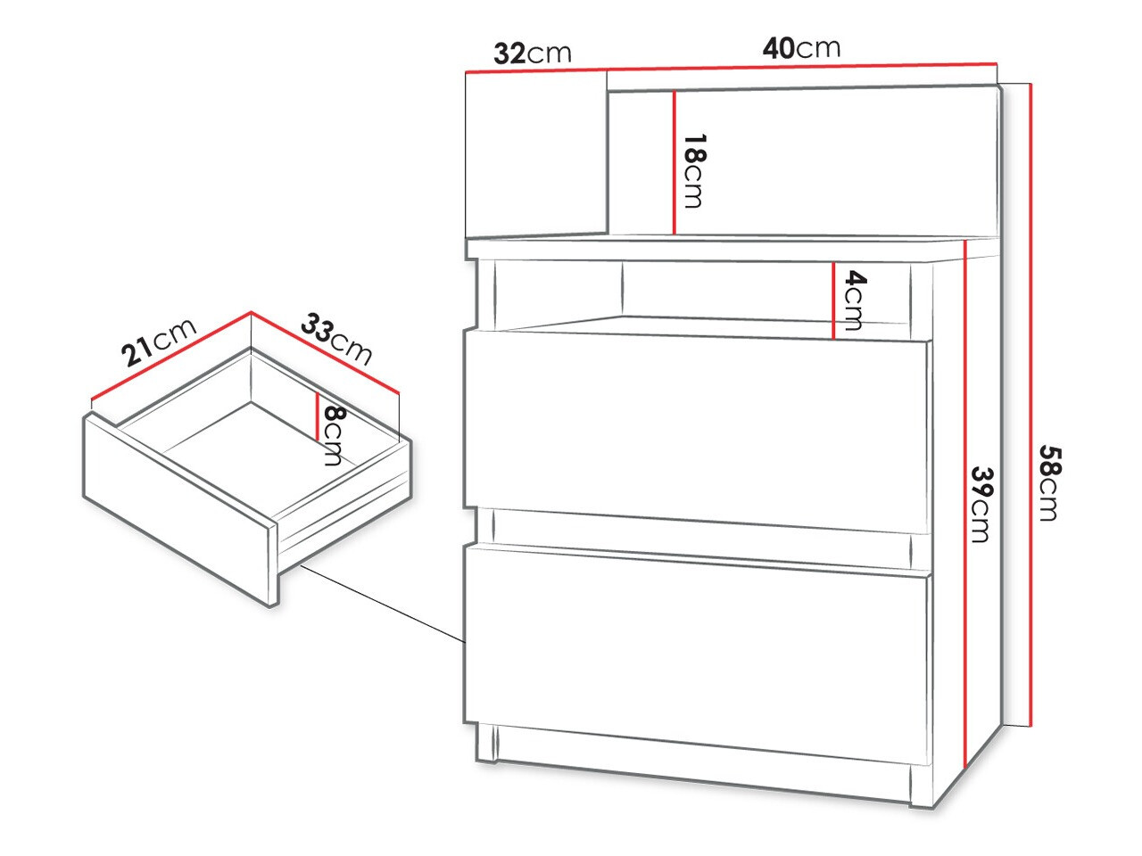 Table de chevet Comfivo Structor (Noir)