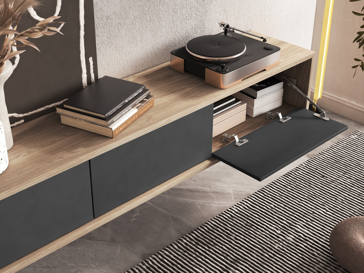 Meuble TV Austin 324 (Chêne + Anthracite)