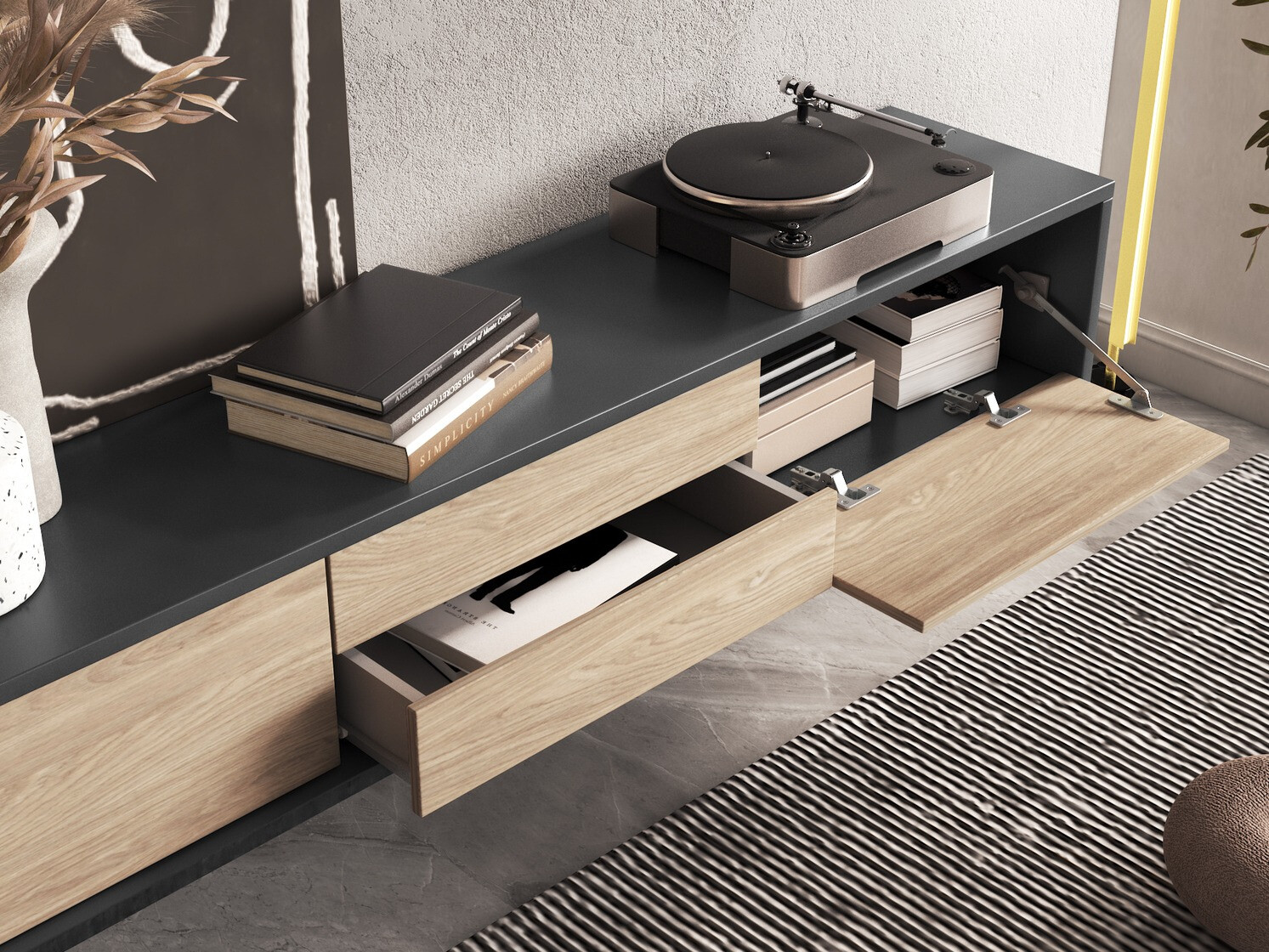 Meuble TV Austin 325 (Anthracite + Chêne)