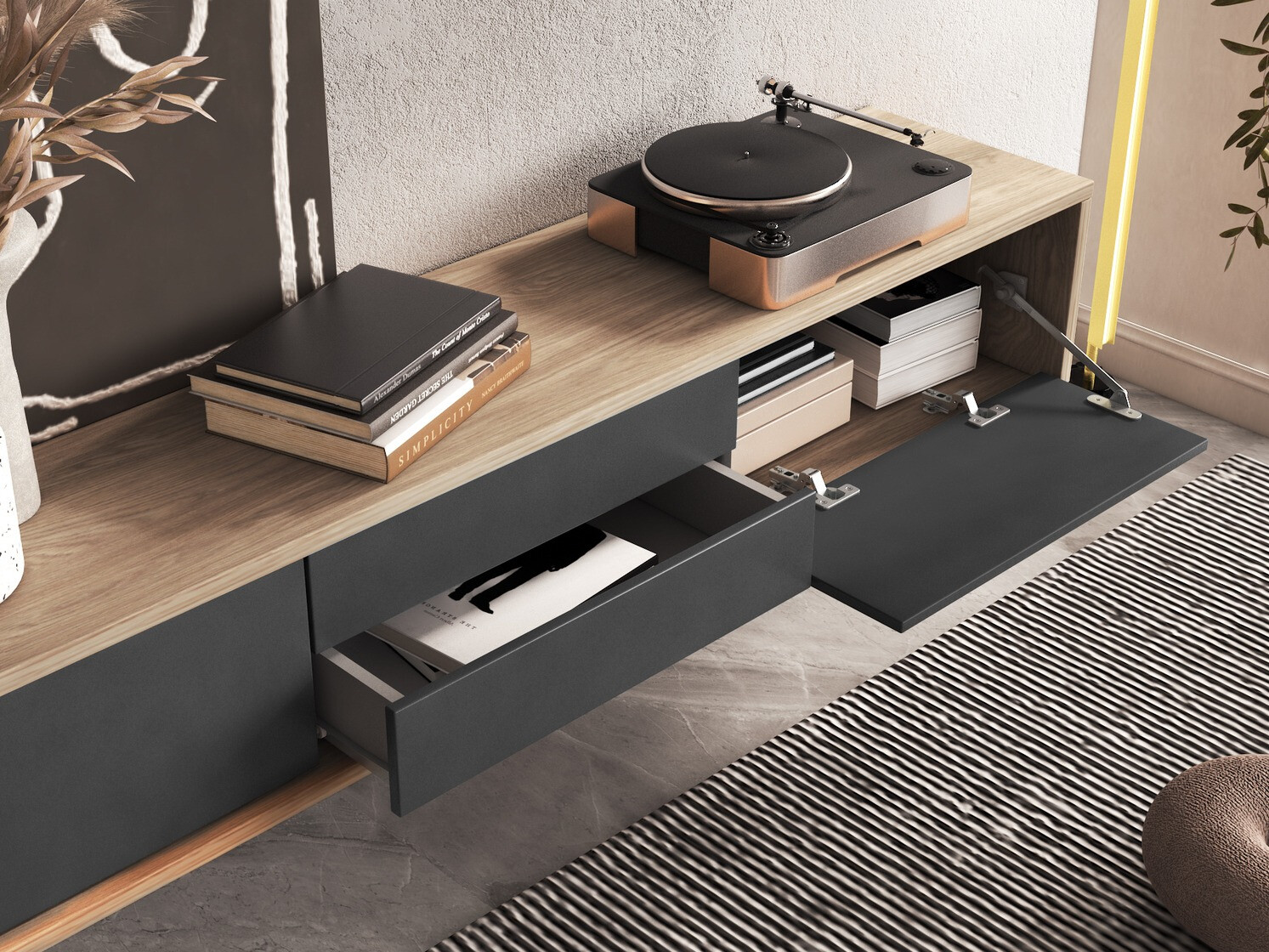Meuble TV Austin 325 (Chêne + Anthracite)