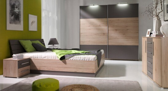 Armoire Murrieta 150 (Chêne de san remo + Gris)