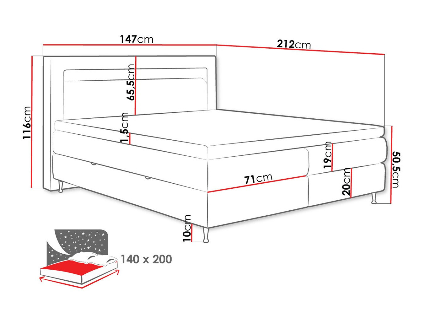 Lit boxspring ComfiDream Celara (Fresh 01)