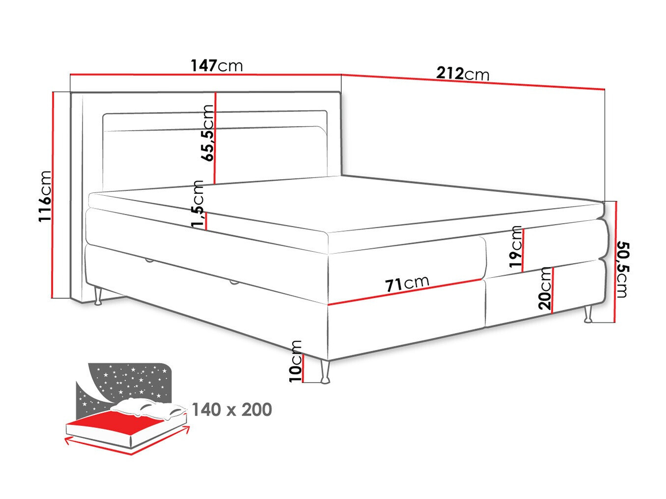 Lit boxspring ComfiDream Celara (Fresh 11)