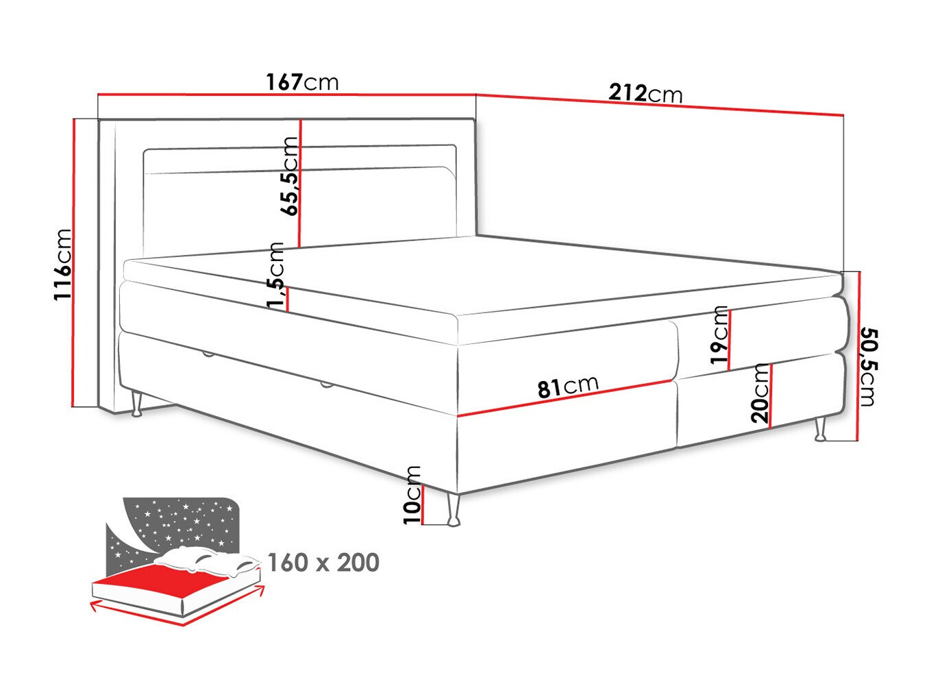 Lit boxspring ComfiDream Celara (Fresh 11)