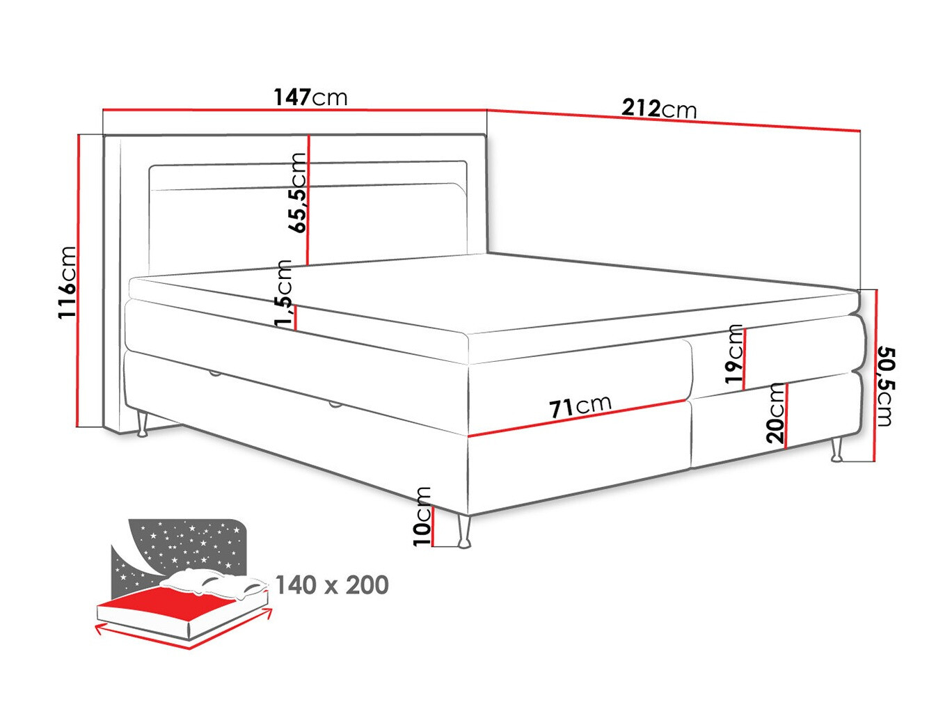 Lit boxspring ComfiDream Celara (Fresh 32)