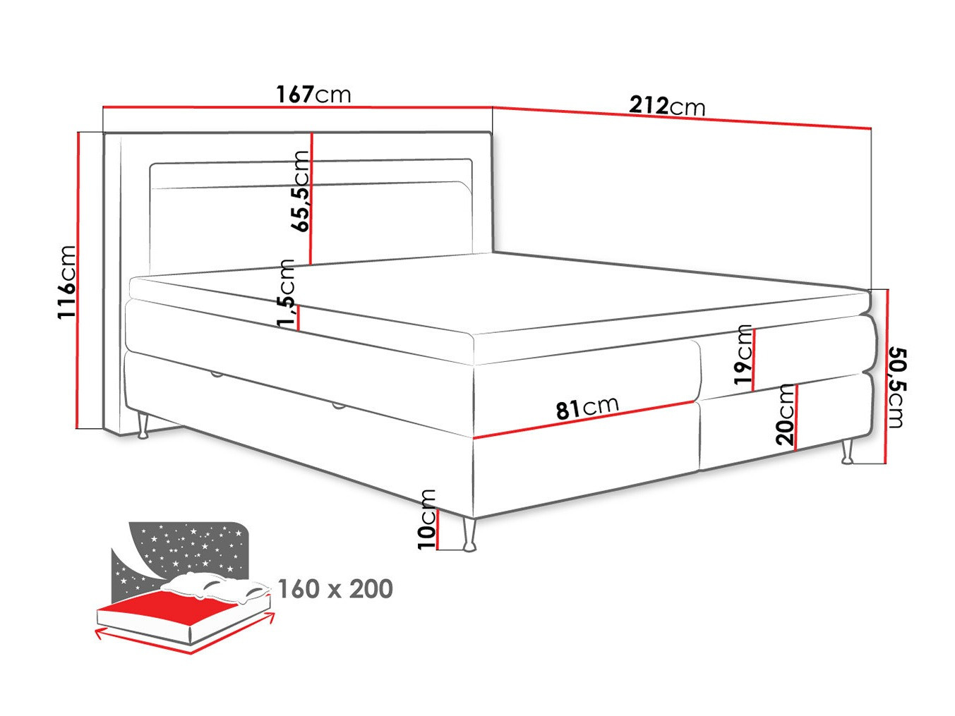Lit boxspring ComfiDream Celara (Soft 011)