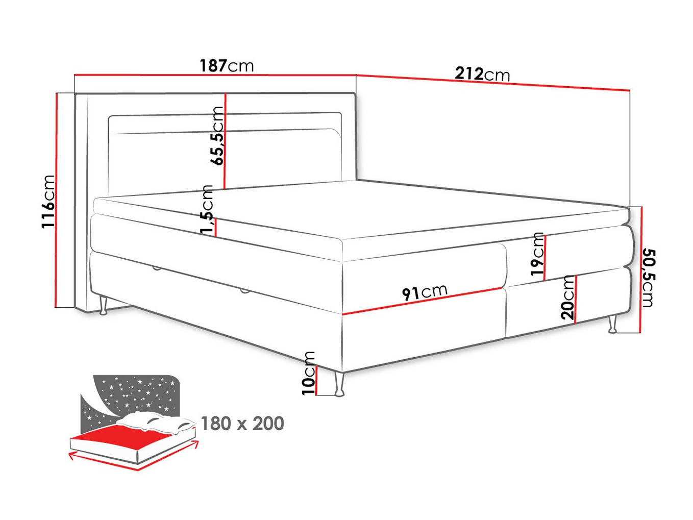 Lit boxspring ComfiDream Celara (Soft 011)