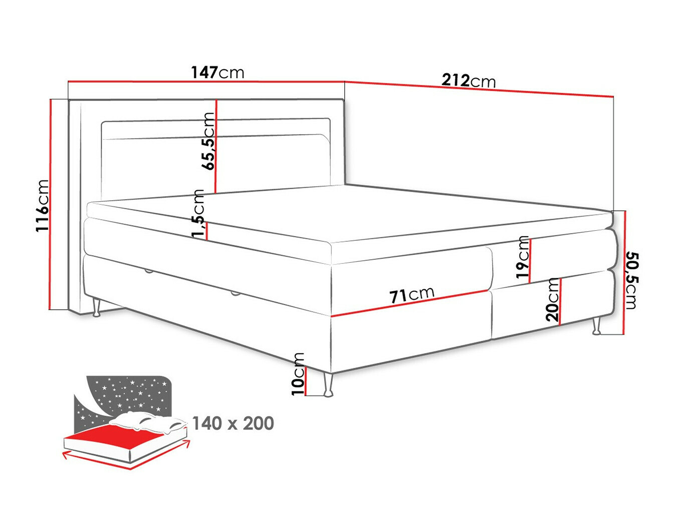 Lit boxspring ComfiDream Celara (Soft 017)
