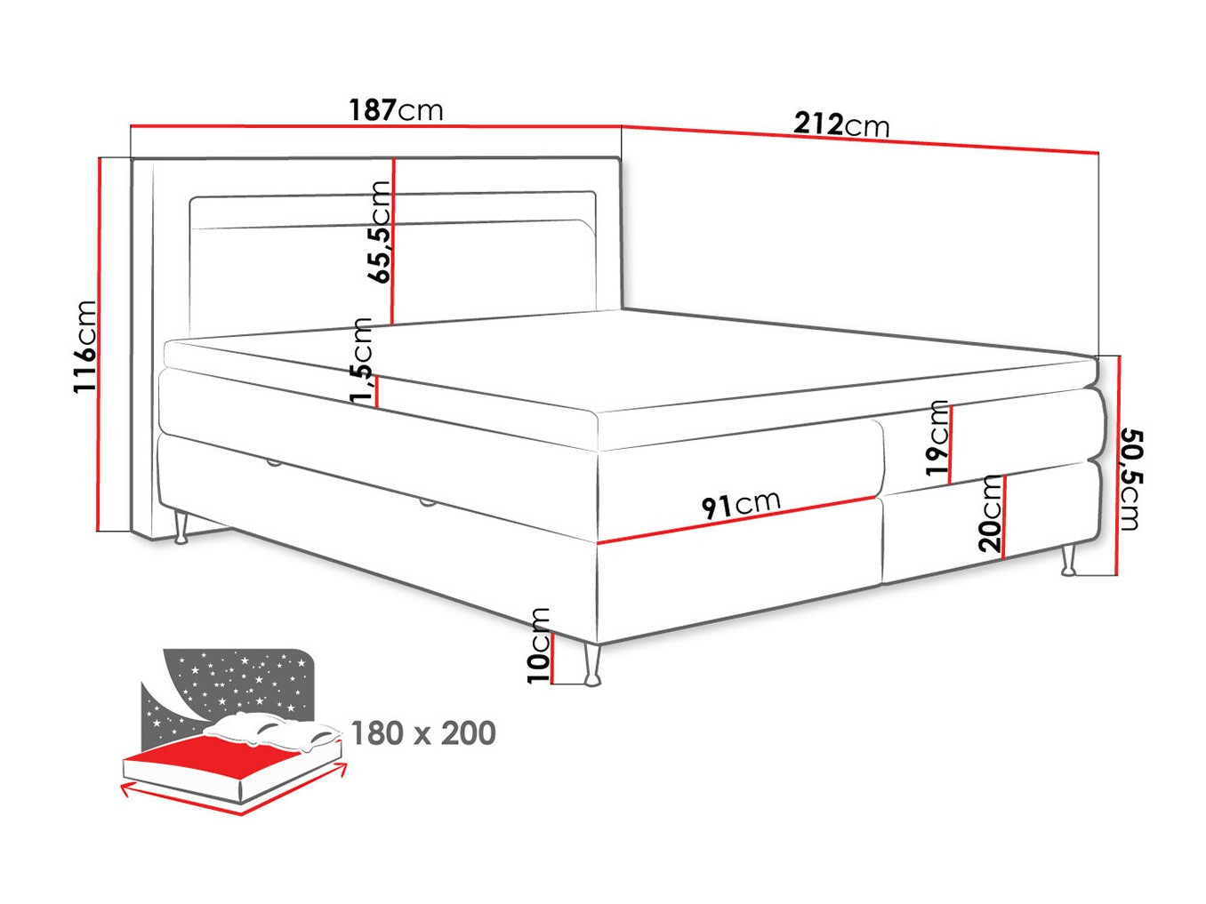 Lit boxspring ComfiDream Celara (Soft 017)