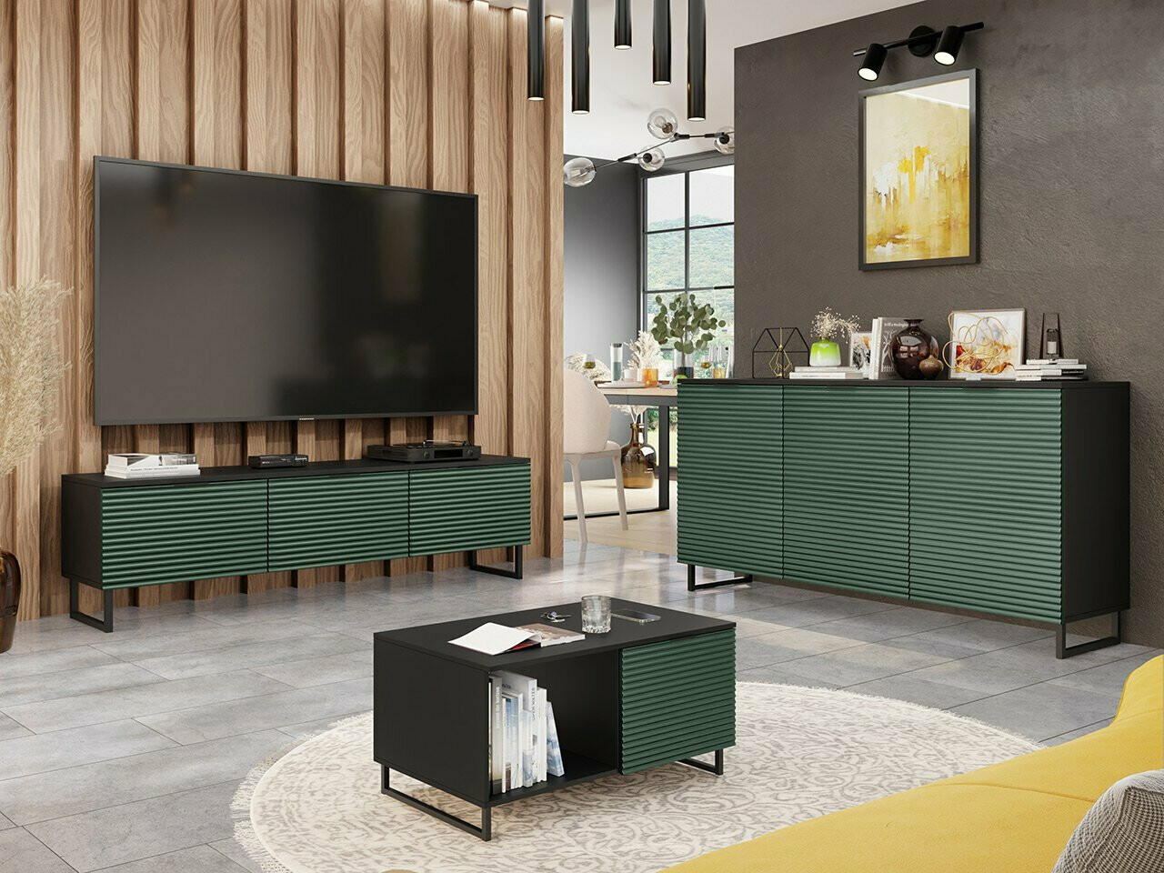 Meuble TV Sarasota 179 (Vert + Noir)