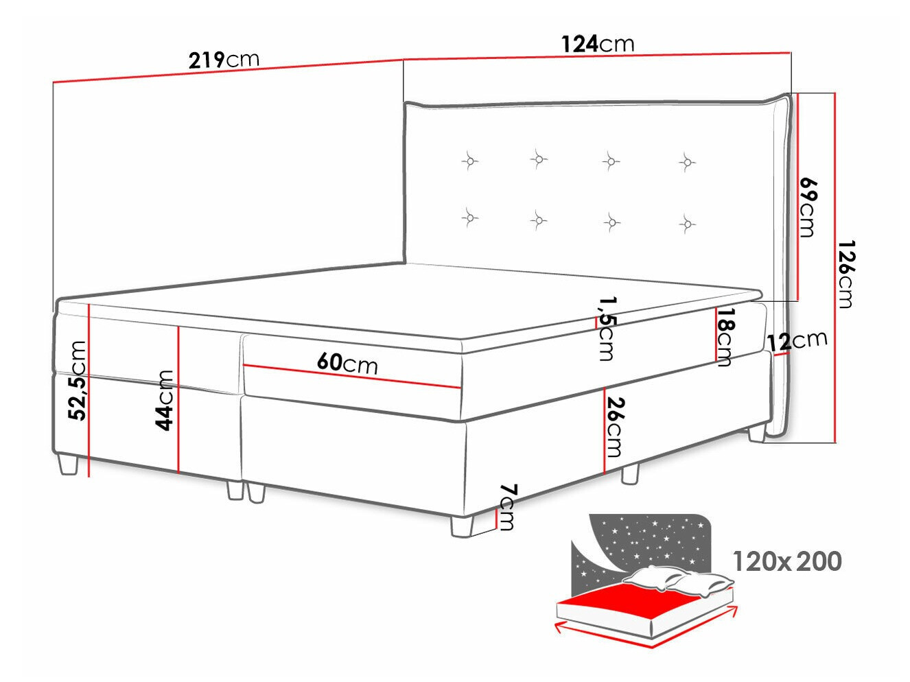 Lit boxspring Titulus (Uttario Velvet 2955)