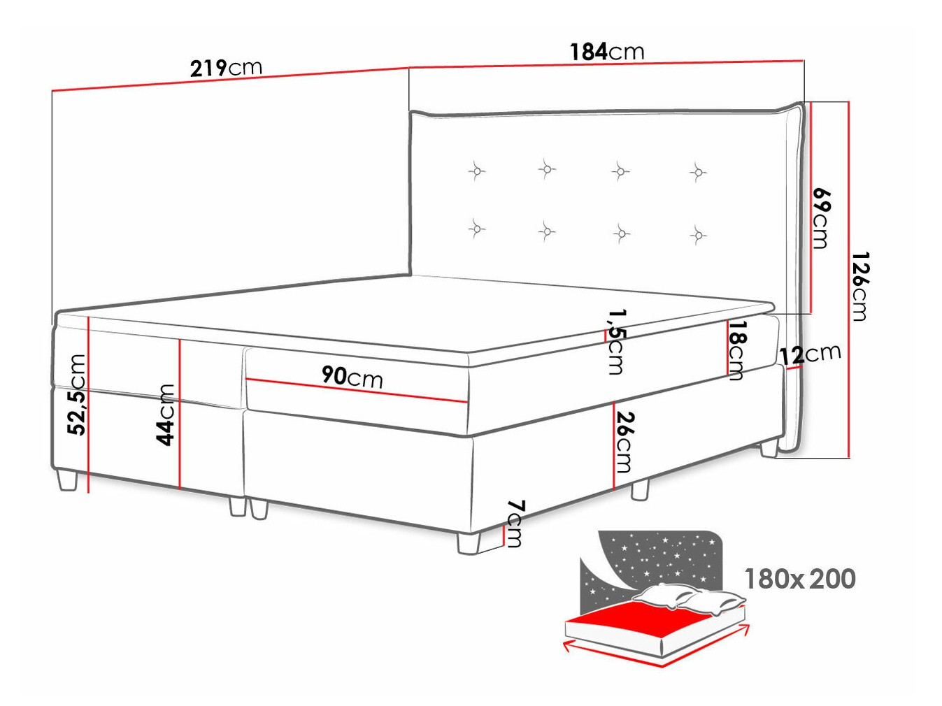 Lit boxspring Titulus (Uttario Velvet 2979)