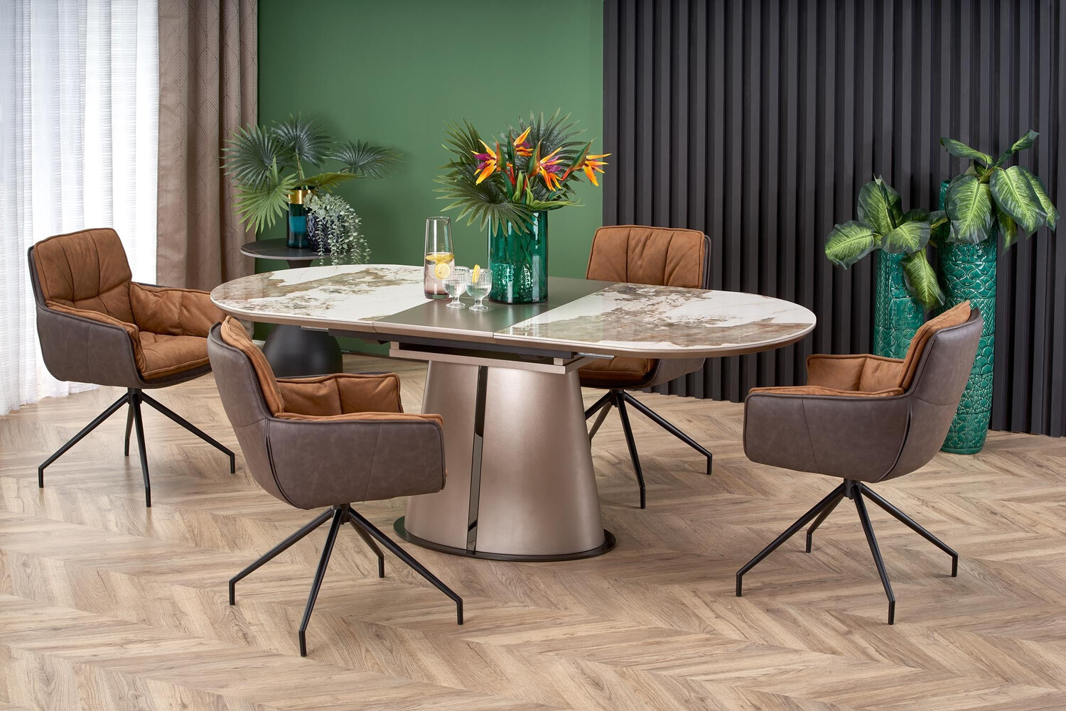 Chaise Houston 1548 (Marron + Brun foncé)