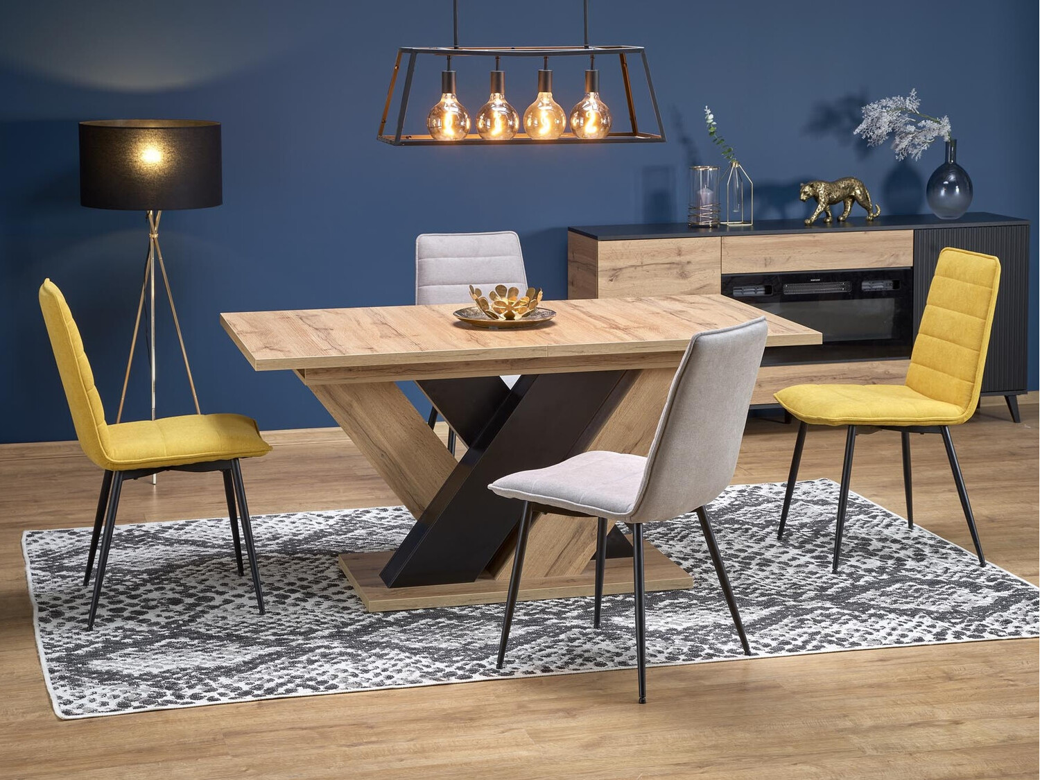 Table Houston 2091 (Chêne wotan + Noir)