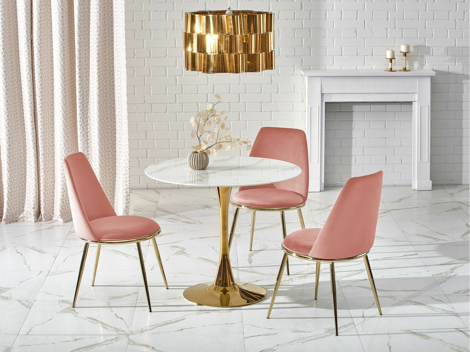 Chaise Houston 1327 (Rose clair + Doré)