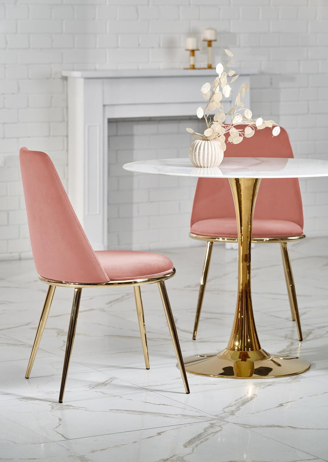 Chaise Houston 1327 (Rose clair + Doré)