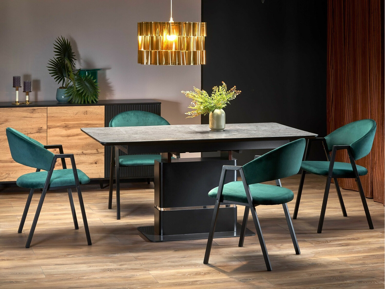 Chaise Houston 1348 (Vert foncé + Noir)