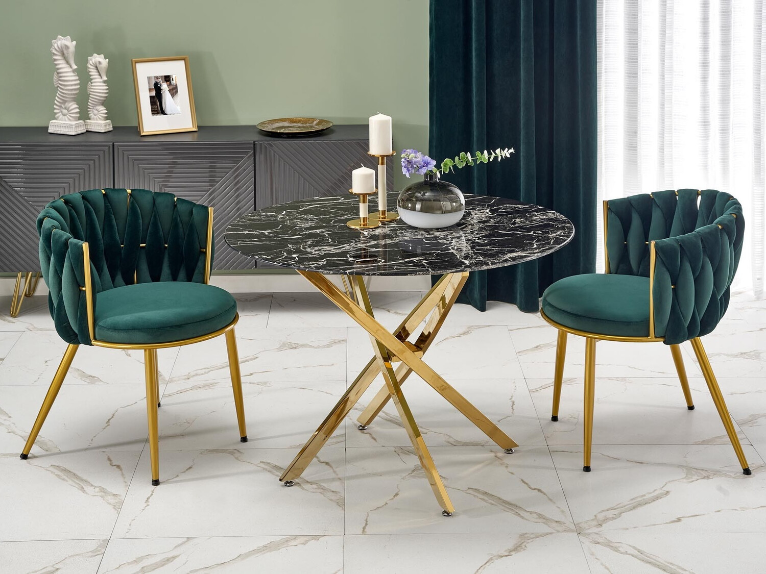 Chaise Houston 1506 (Vert + Doré)