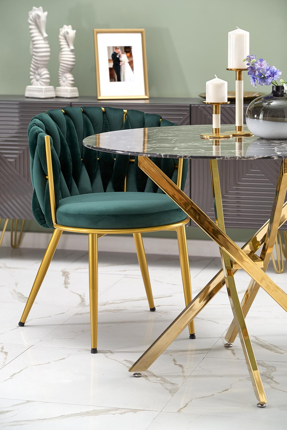 Chaise Houston 1506 (Vert + Doré)
