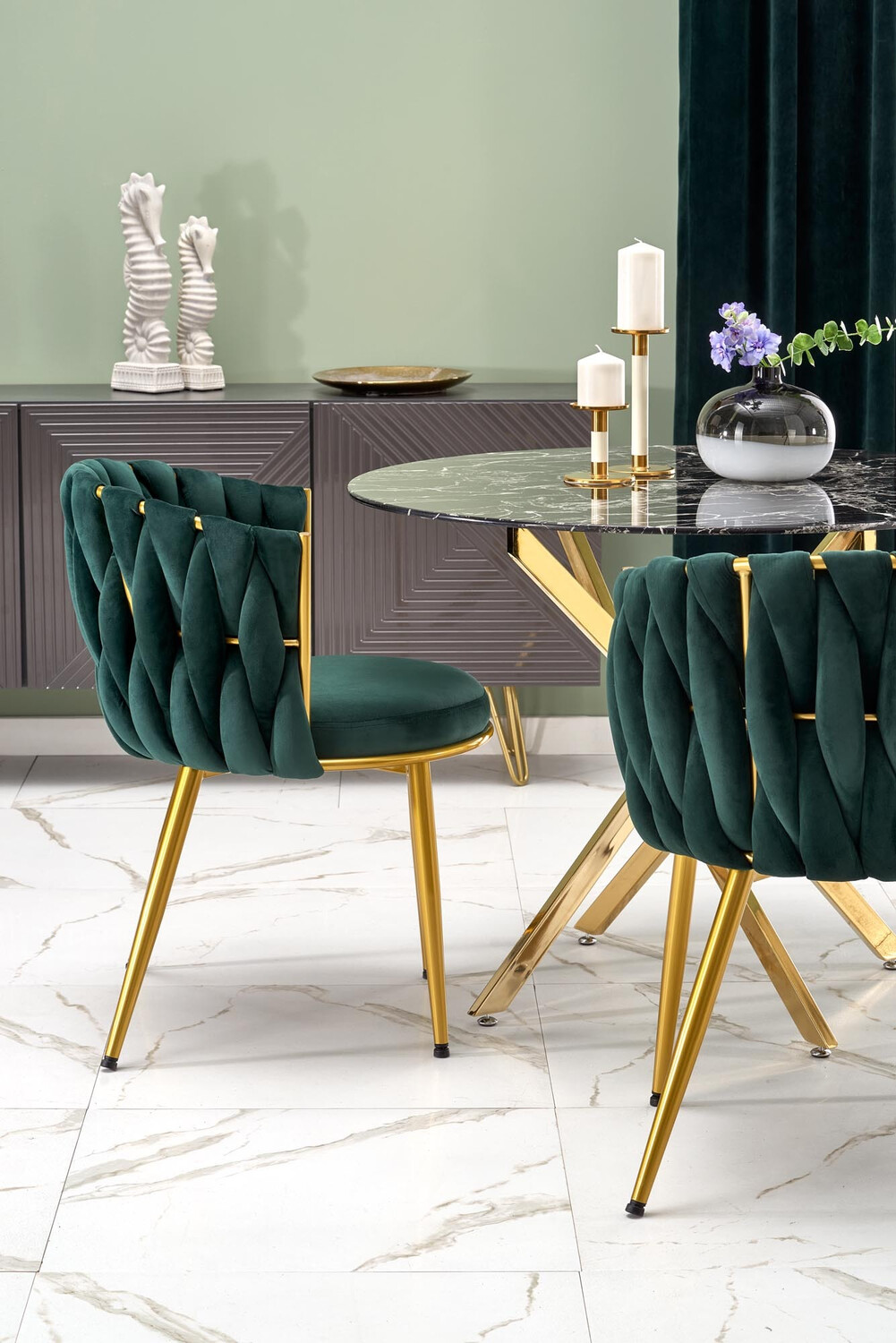 Chaise Houston 1506 (Vert + Doré)