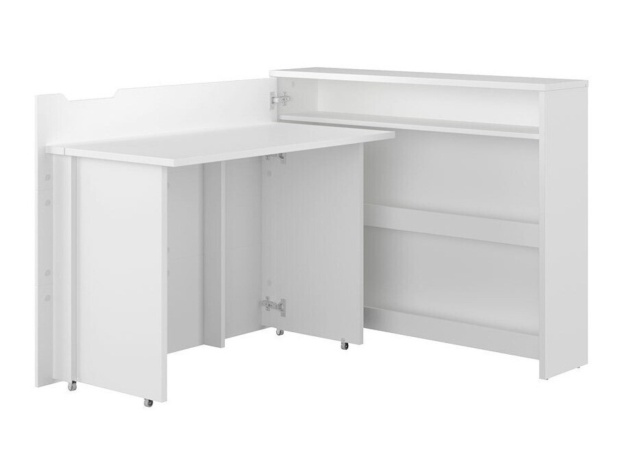 Bureau d'angle Concept Lenart III (Blanc + Blanc brillant)