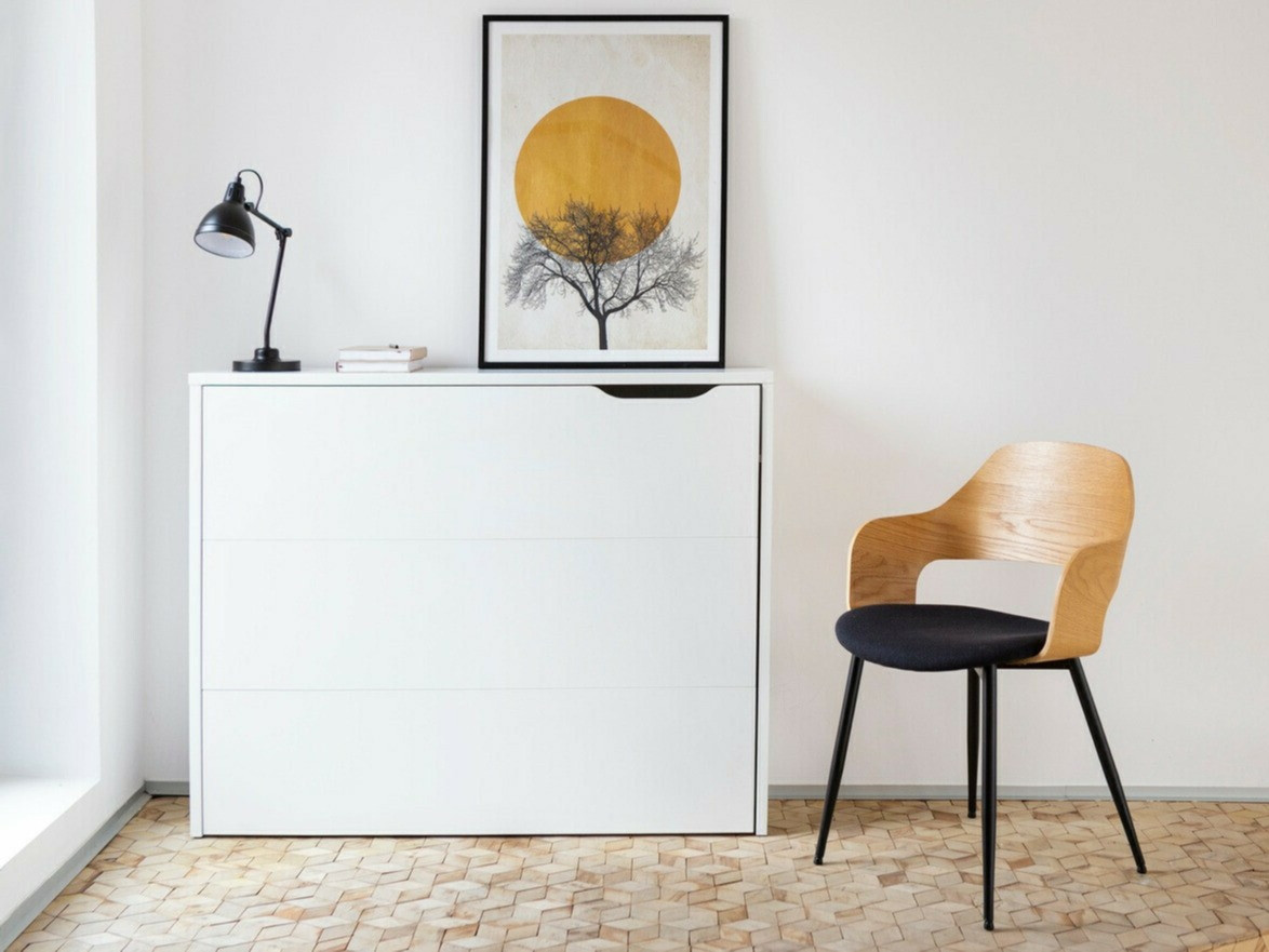 Bureau d'angle Concept Lenart III (Blanc + Blanc brillant)