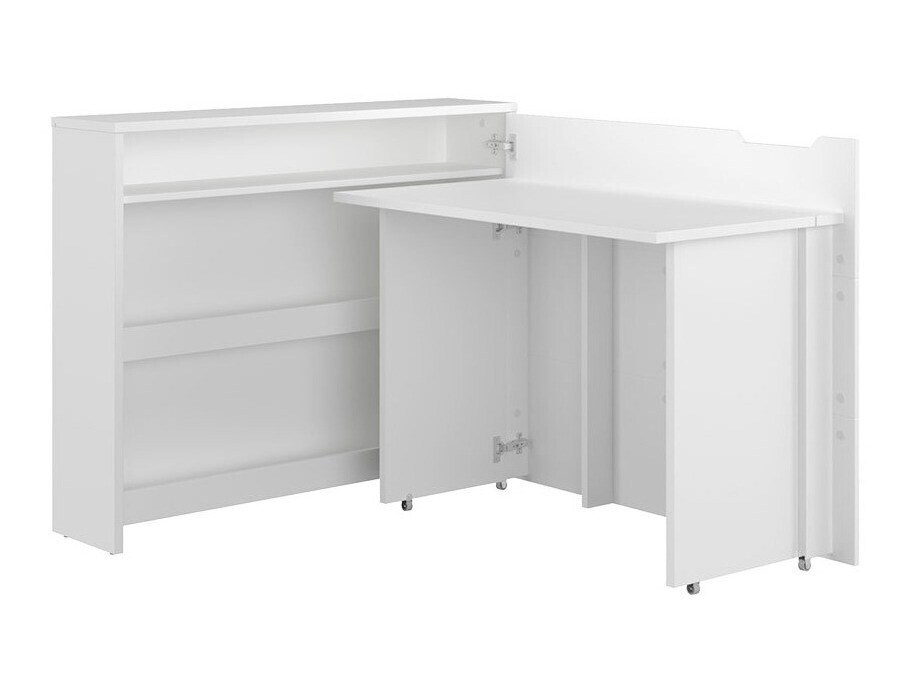 Bureau d'angle Concept Lenart III (Blanc + Blanc brillant)