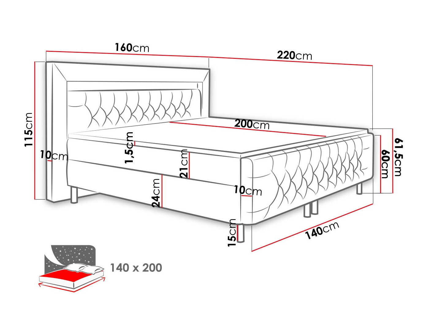 Lit boxspring Aura I