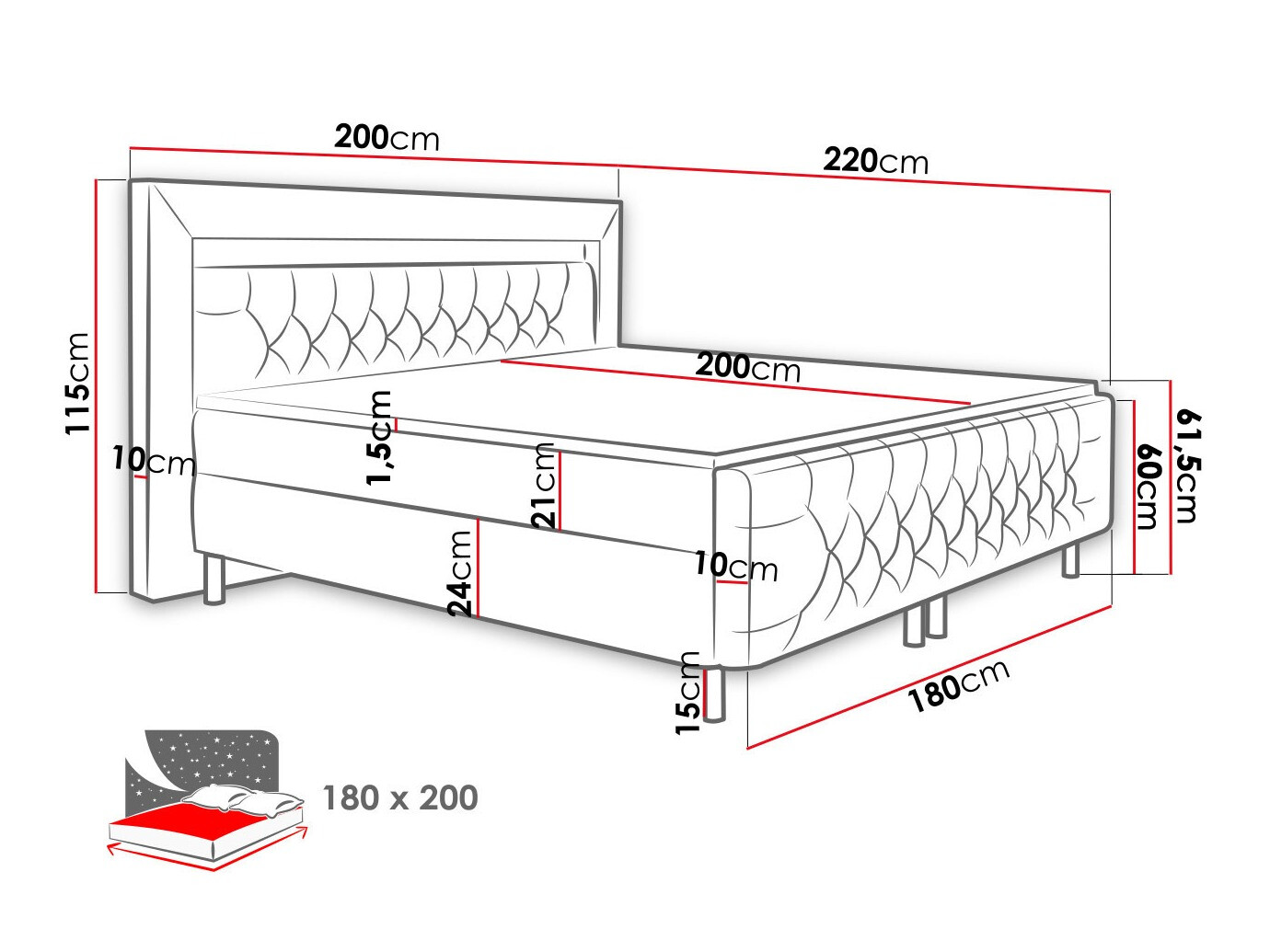 Lit boxspring Aura II