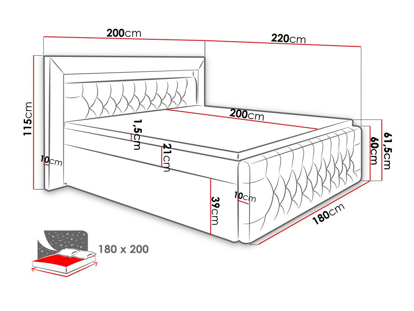 Lit boxspring Nashville 123