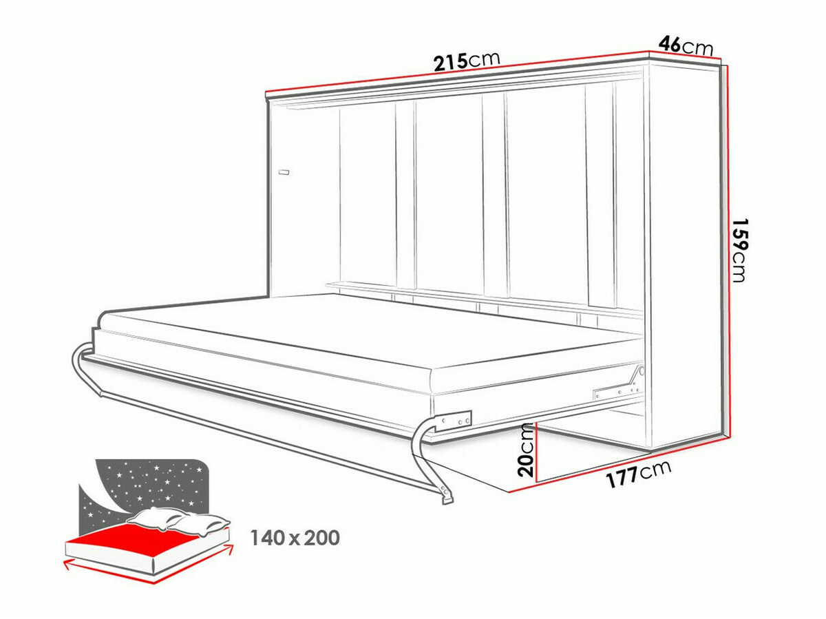 Lit escamotable Concept Pro Lenart IX (Gris)