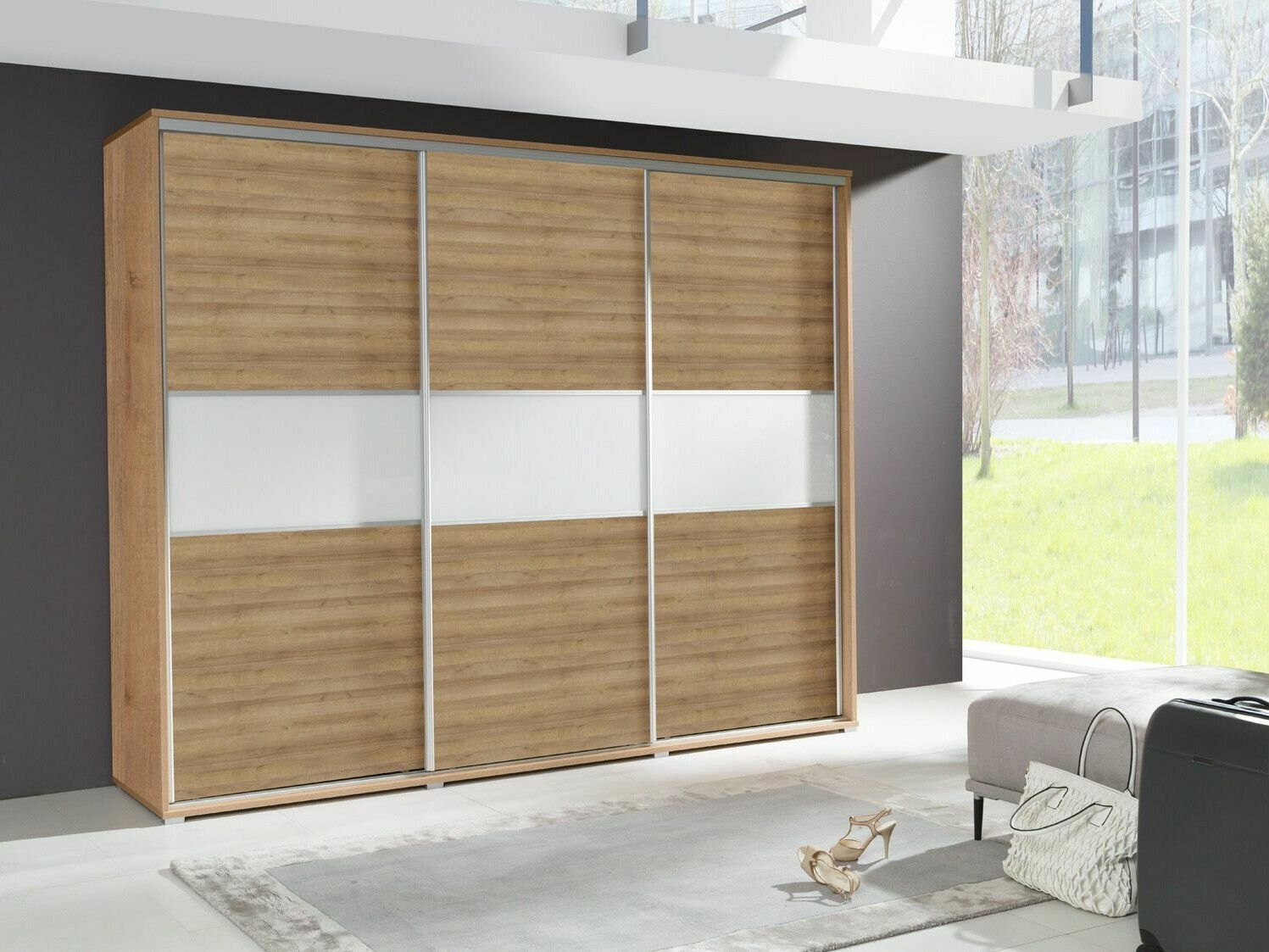 Armoire Murrieta 132 (Riviera chêne + Blanc)