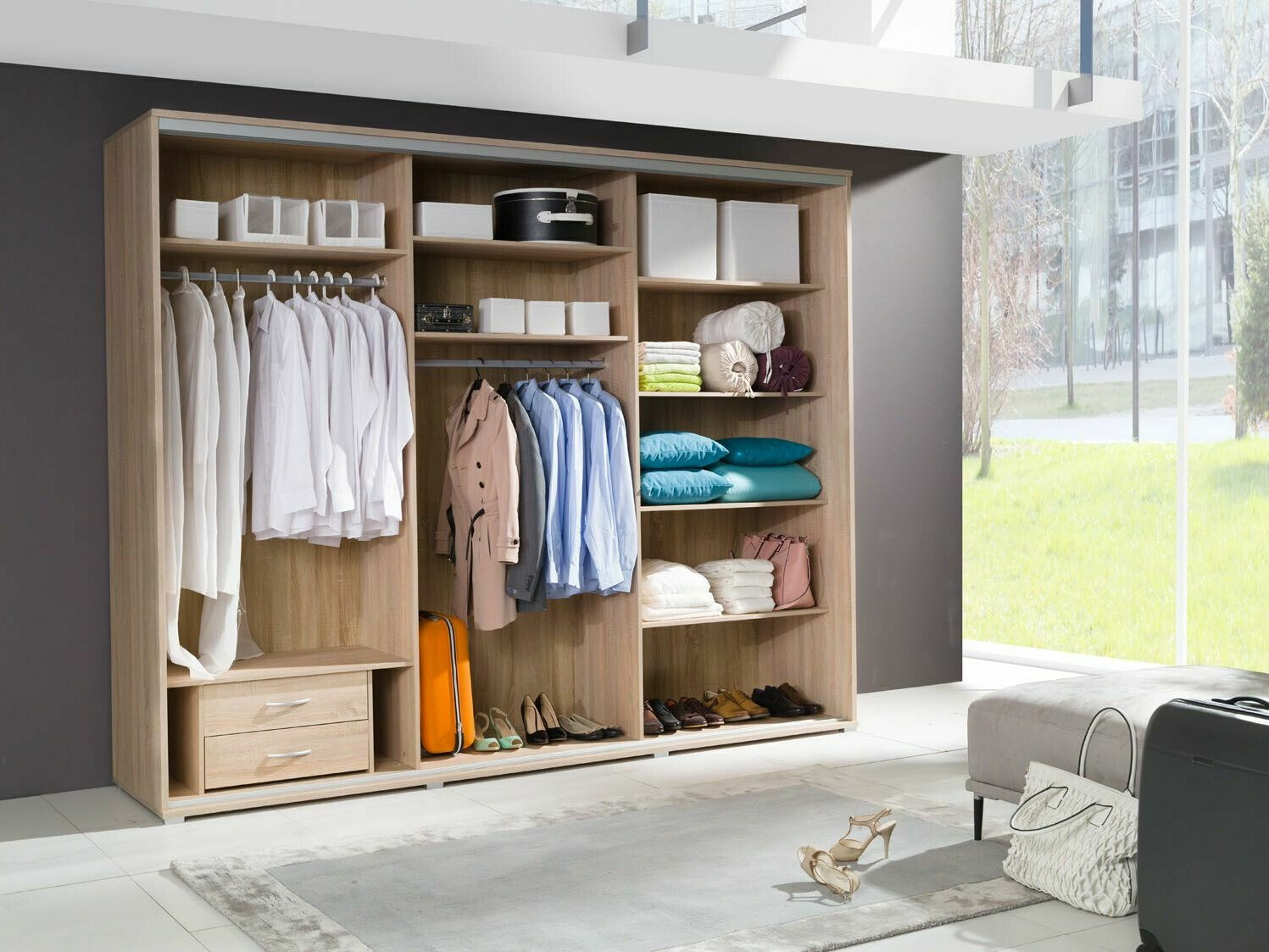 Armoire Murrieta 132 (Sonoma chêne + Blanc)