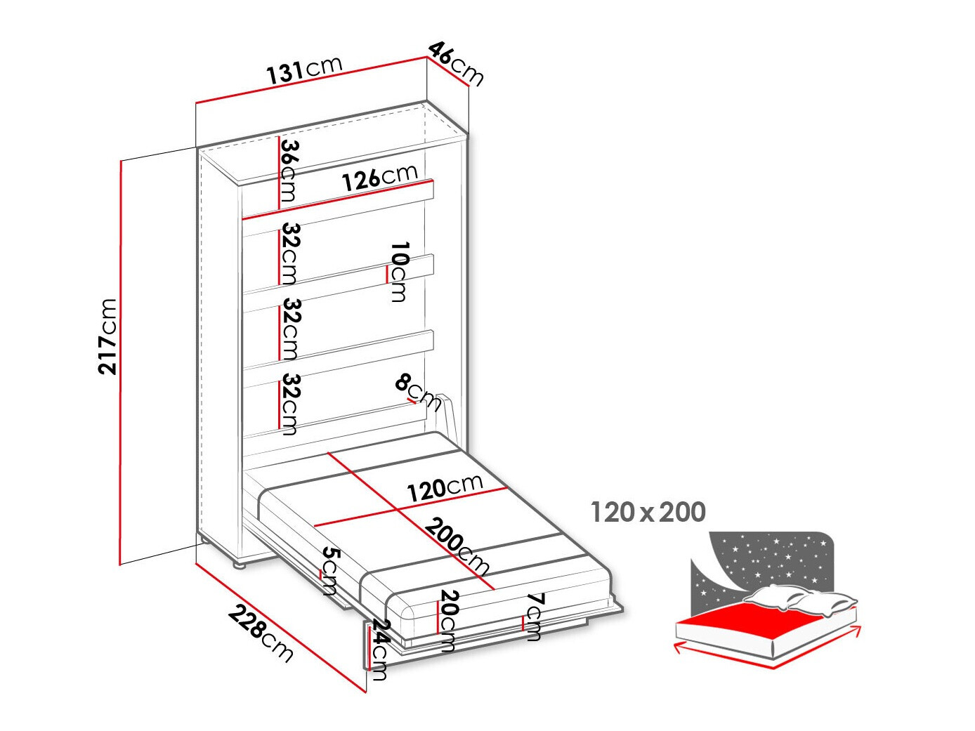 Lit escamotable Concept Pro Lenart X (120 x 200 cm)