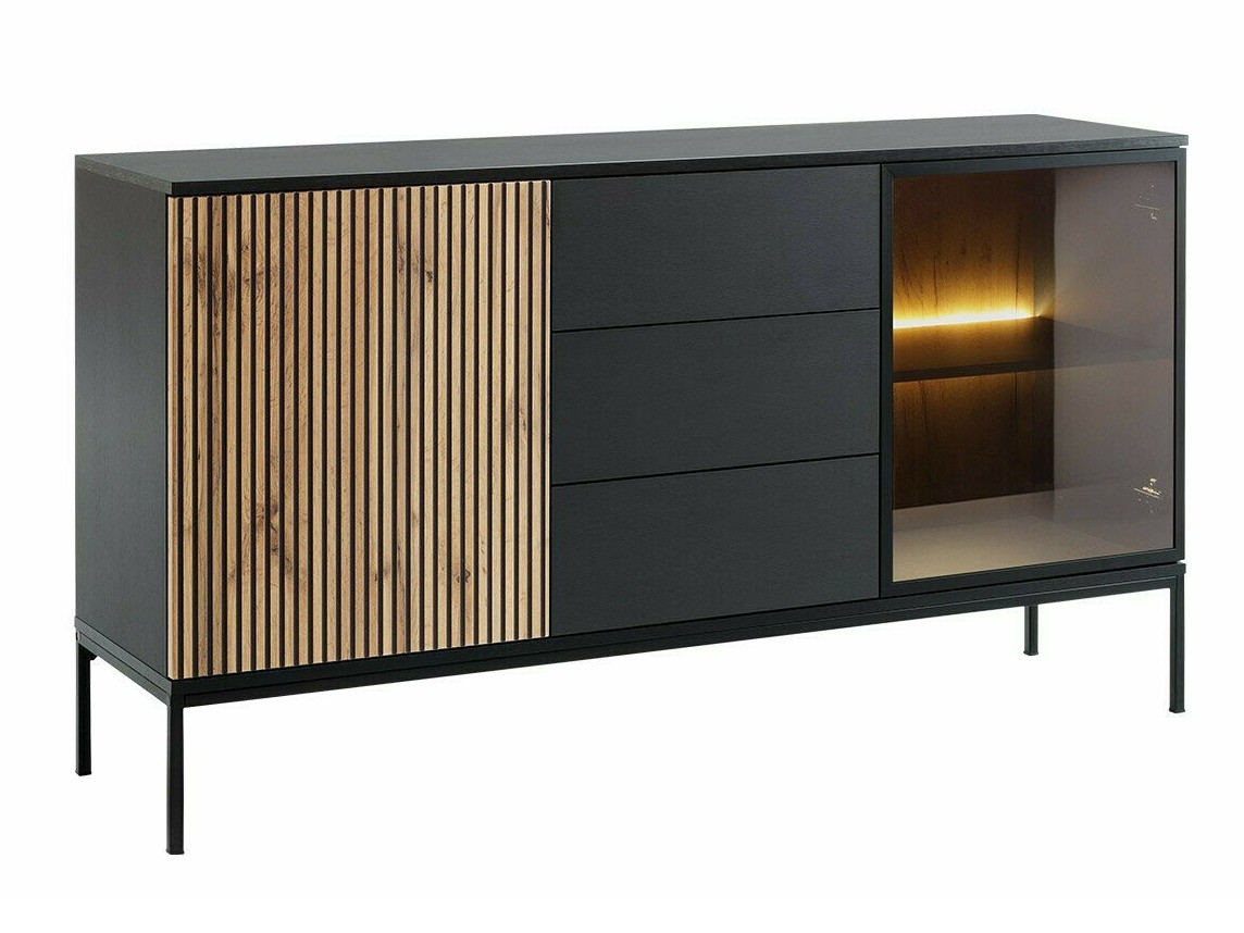 Commode Manal (Noir + Chêne wotan)