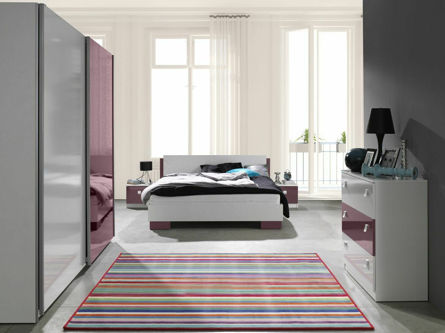 Commode Murrieta 109 (Blanc + Brillant Pourpre)