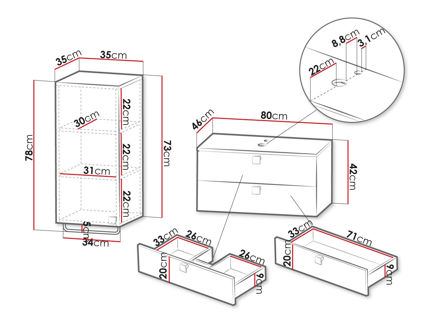 Ensemble de salle de bain Orlvera 104 (Noir)