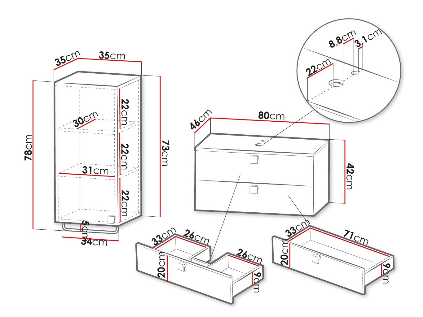 Ensemble de salle de bain Panium I (Blanc)