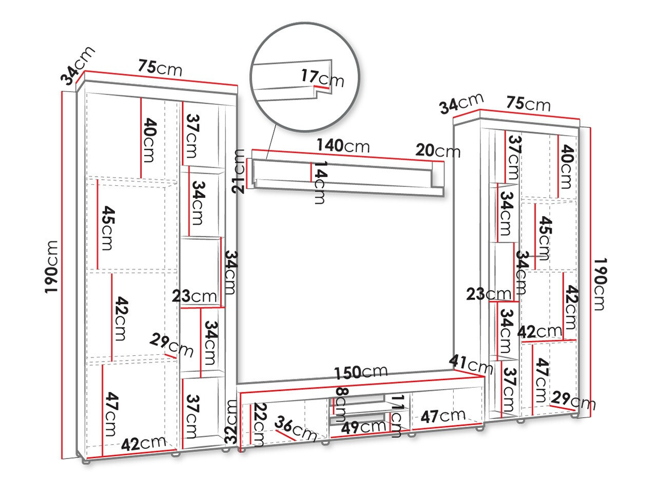 Ensemble de salon Tucson 107 (Blanc)