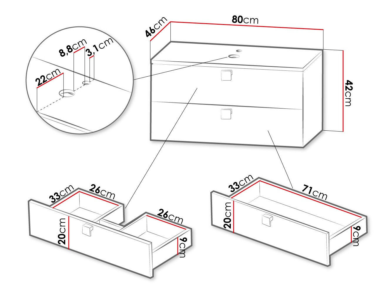 Armoire de salle de bains murale pour lavabo Panium (Blanc)